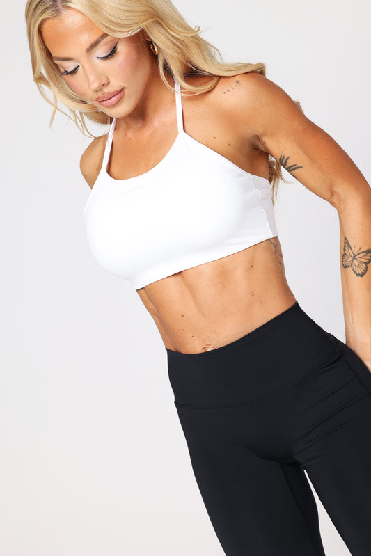Tie Halter Crop | White