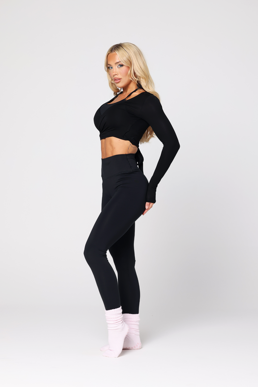 Angelina Wrap Top | Black