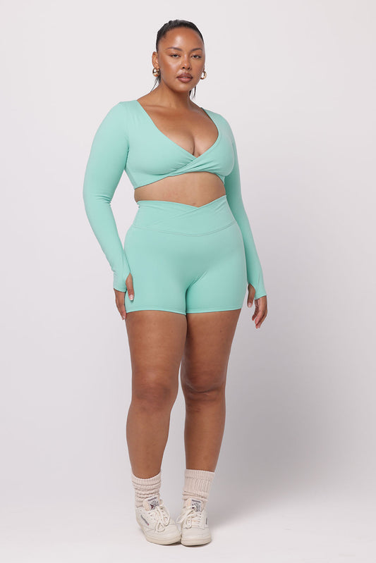 Aurora Long Sleeve Crop | Aquamarine