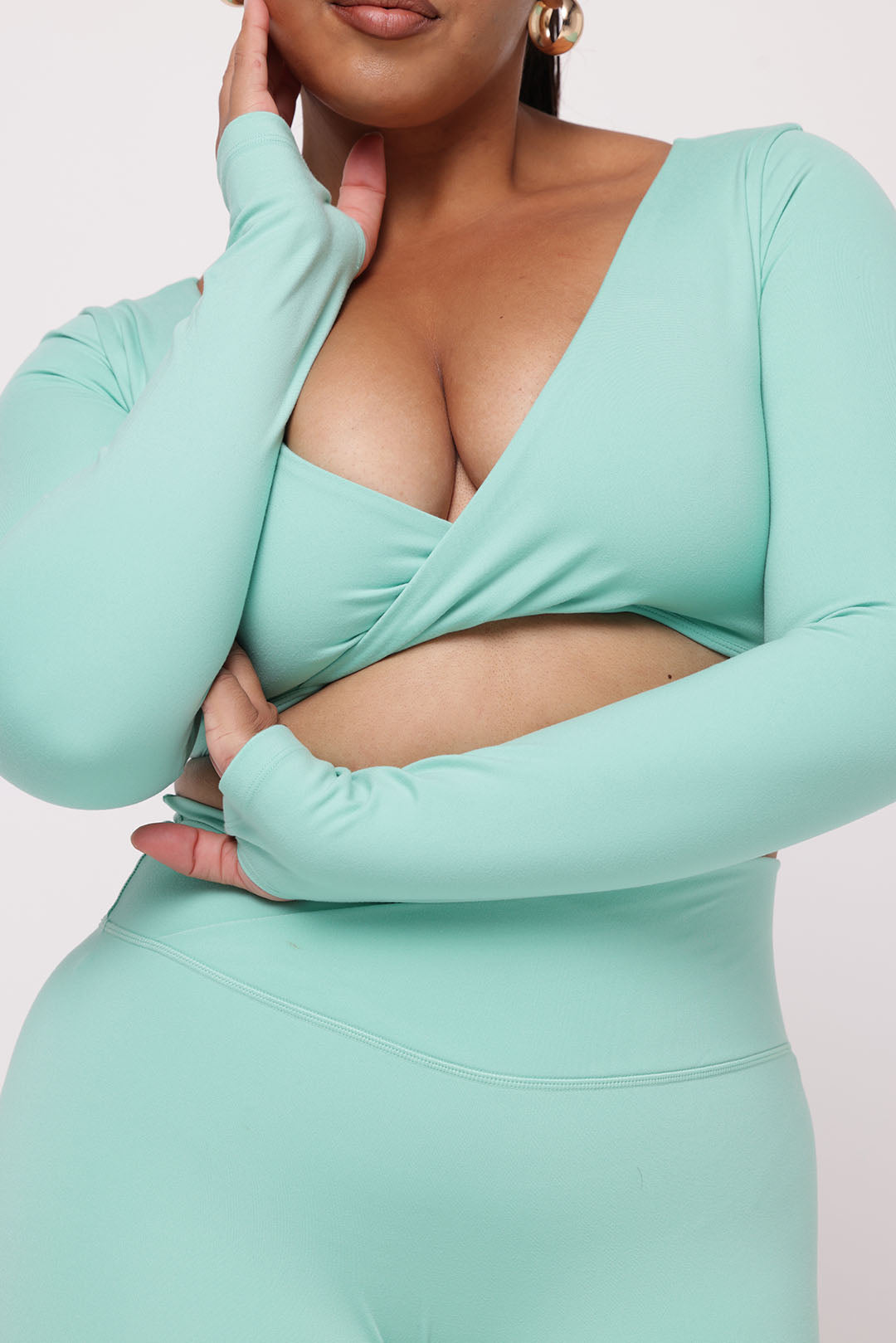 Aurora Long Sleeve Crop | Aquamarine