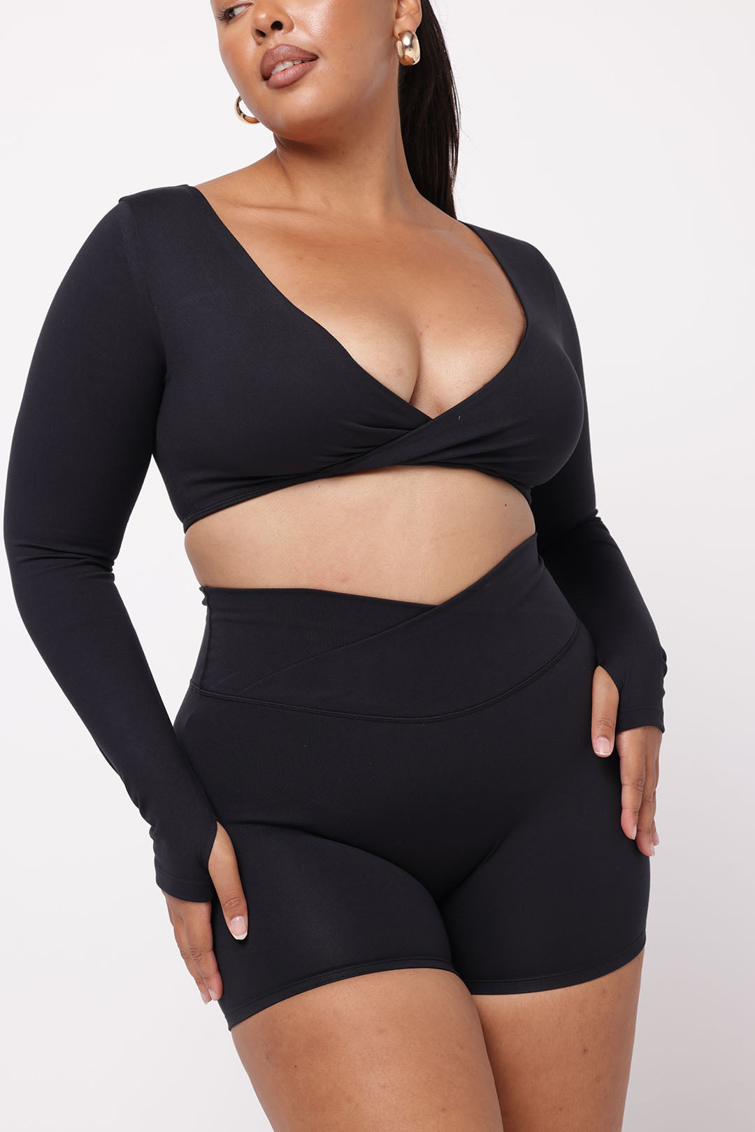 Aurora Long Sleeve Crop | Black