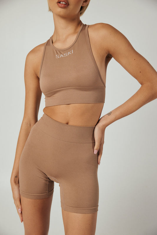 Seamless High Neck Top | Fawn