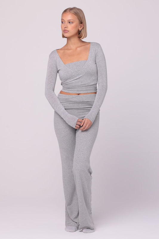 Angelina Wrap Top | Heather Grey