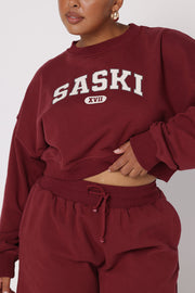 Cropped Varsity Sweat | Burgundy